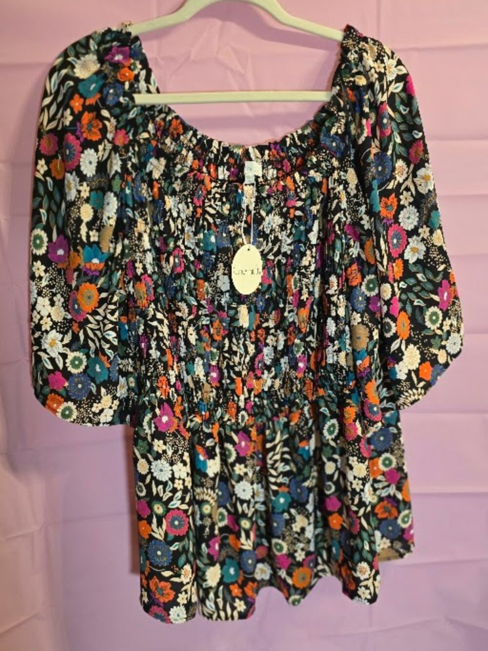 New With Tags! Chenault Floral Boho Smocked Top